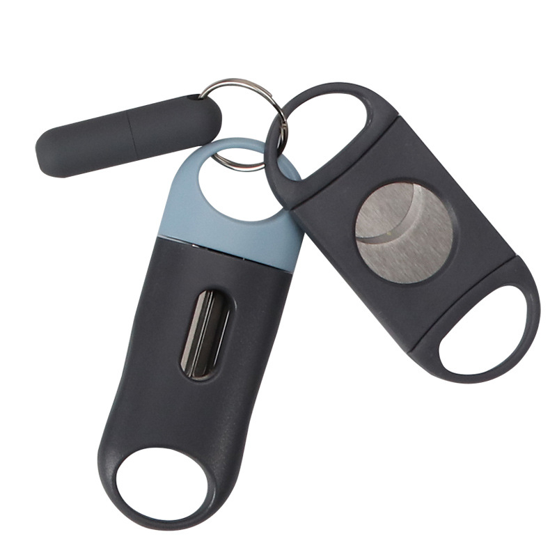 Set de trei piese pentru tăietorul de trabucuri din oțel inoxidabil, cu mânere din ABS în formă de V