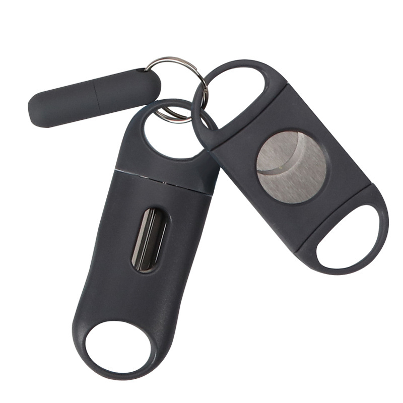 Set de trei piese pentru tăietorul de trabucuri din oțel inoxidabil, cu mânere din ABS în formă de V