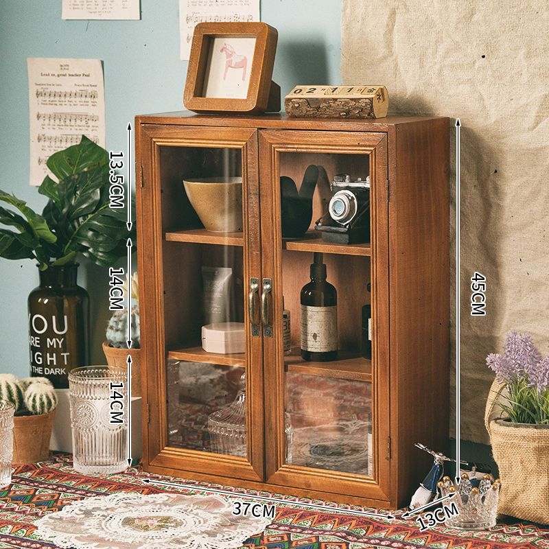 Stolni ormar za pohranu – retro od borovine, otporan na prašinu, kapacitet 20 L, model 655456, japanski stil