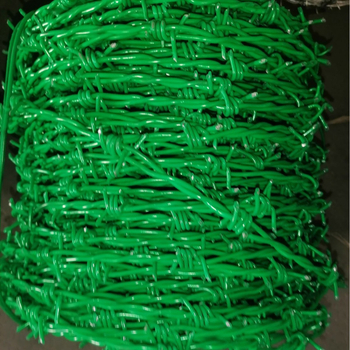 PVC-bevonatú tövisdrót kerítéshez — acél alacsony szén‑tartalmú, Ø 1,5–3,0 mm, egylövetű csavarodás, jobbkezes csavarodás, húzószilárdság 350