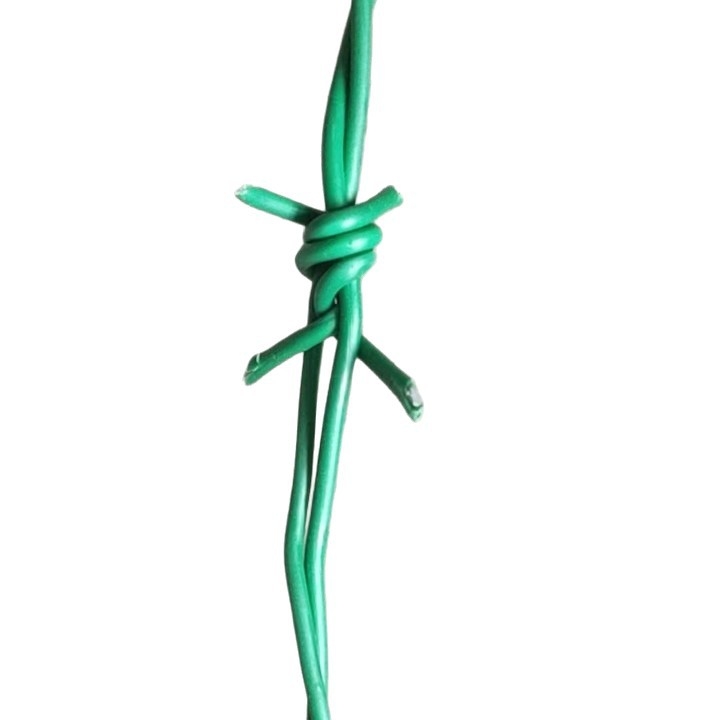 PVC-bevonatú tövisdrót kerítéshez — acél alacsony szén‑tartalmú, Ø 1,5–3,0 mm, egylövetű csavarodás, jobbkezes csavarodás, húzószilárdság 350