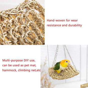 Играчка за птици: мрежа за катерене за папагали, ръчно плетен хамак от трева (Материал: трева; Категория: слама; Производство: ръчно; Занаят: друго)