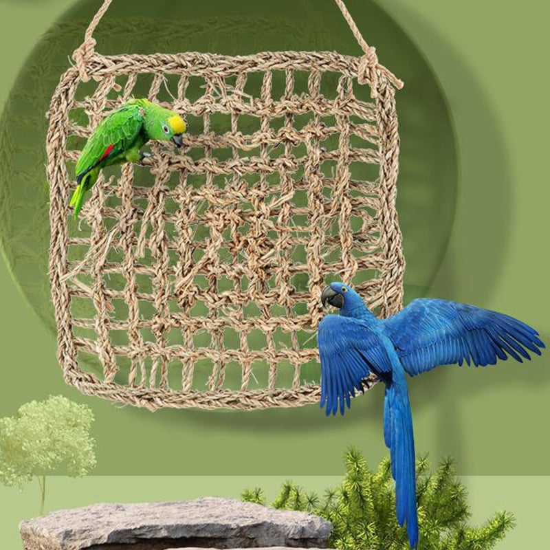 Играчка за птици: мрежа за катерене за папагали, ръчно плетен хамак от трева (Материал: трева; Категория: слама; Производство: ръчно; Занаят: друго)