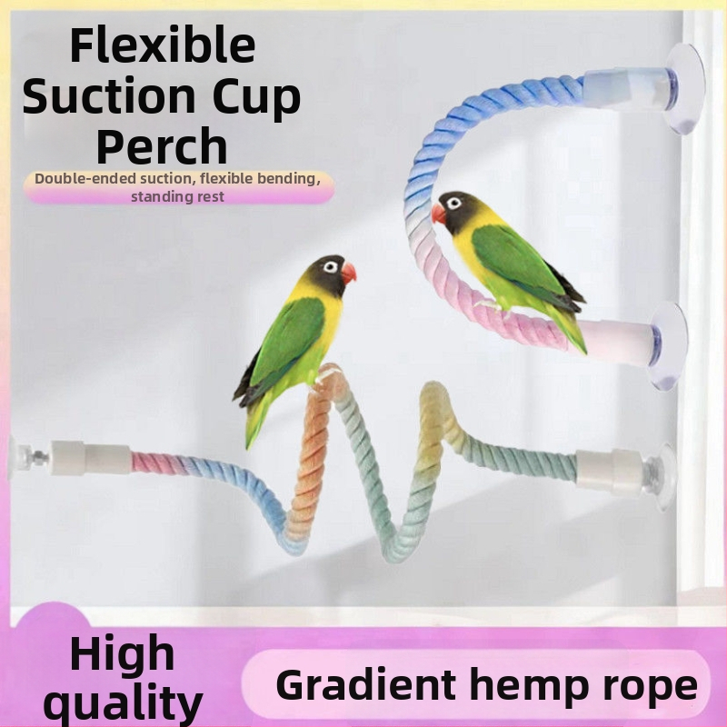 Hračka na šplhanie pre papagaja z bavlnenej šnúry s otáčajúcim sa rebríkom – žuvacia hračka pre dospelé vtáky