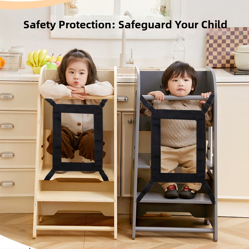 Сгъваема детска табуретка за миене на ръце с мрежеста преграда — кухненска табуретка и учебна кула | Материал: полиестер; Монтаж: snap-on; Модел: NR; Тип: Друг; Съвместими части: централно табло