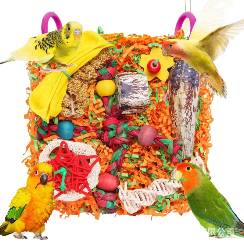 YG Jucărie din lemn pentru papagali, cu plasă de cățărare și jucărie de mestecat în formă de stea cu cinci colțuri — Origine Guangdong