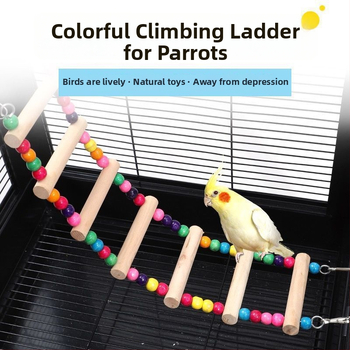 Hračky pre vtáky: rebrík s hojacími kruhmi — vzdelávacia lezecká rebrík pre papagáje a cockatiel • Druh: Vták • Importované: Nie