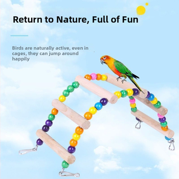 Hračky pre vtáky: rebrík s hojacími kruhmi — vzdelávacia lezecká rebrík pre papagáje a cockatiel • Druh: Vták • Importované: Nie