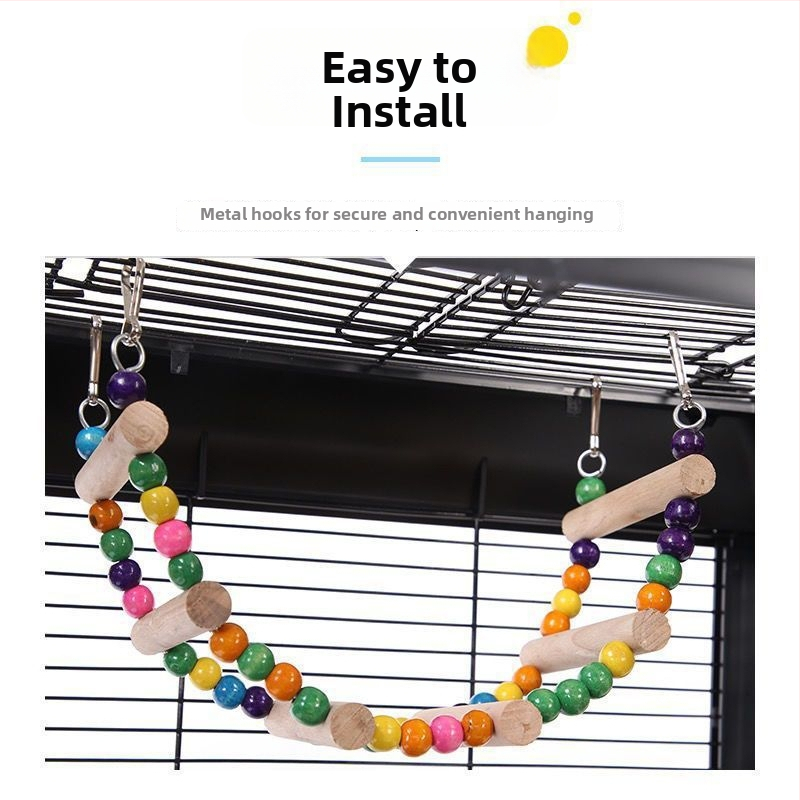 Hračky pre vtáky: rebrík s hojacími kruhmi — vzdelávacia lezecká rebrík pre papagáje a cockatiel • Druh: Vták • Importované: Nie