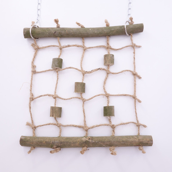 Igračka za papige za žvakanje s drvenim štapom i konopnim užetom za penjanje, mreža, ljuljačka i ljestve