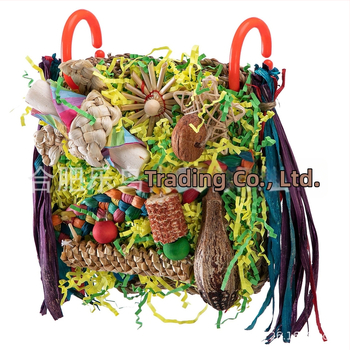 Igračka za papige, ptice, žvačkanje i penjačka mreža sa svilenim plodovima i kukuruznim listovima