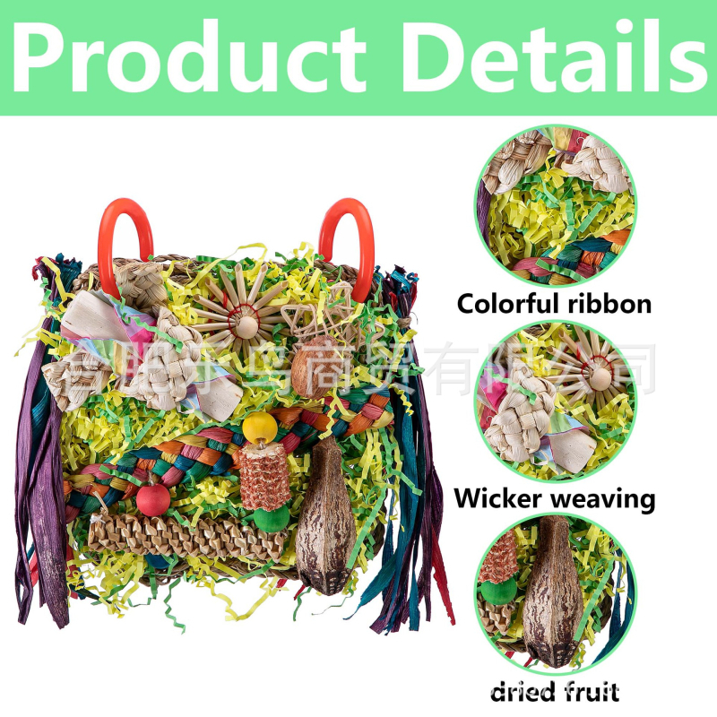 Igračka za papige, ptice, žvačkanje i penjačka mreža sa svilenim plodovima i kukuruznim listovima