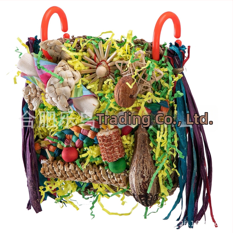 Igračka za papige, ptice, žvačkanje i penjačka mreža sa svilenim plodovima i kukuruznim listovima