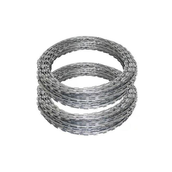 Borotva szögesdrót kerítés – Dupla csavarodás; Jobbkezes hajlítás; Nyugati stílusú elrendezés; Anyag: alacsony széntartalmú acél; Használat: anti-lopás/anti-mászás