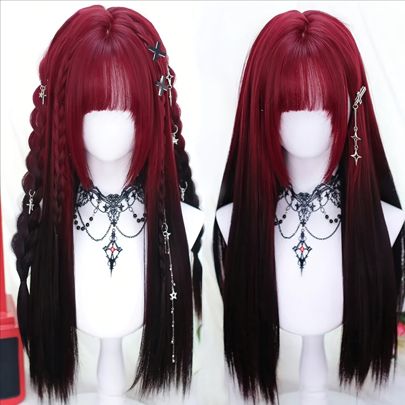 Cosplay perika s vlčjim repom, unisex, model DM511, duga ravna kosa, visokotemperaturna vlakna