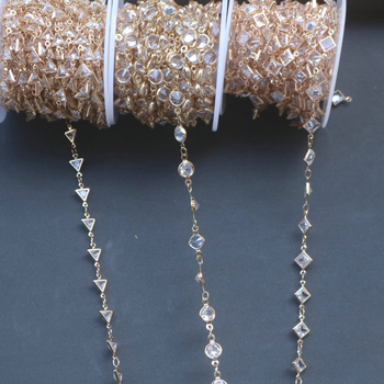 Bakrena lančana narukvica s geometrijskim oblicima i cirkonima, ručna izrada, elektroplatiranje, prilagodljivo, jesen 2025