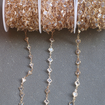 Bakrena lančana narukvica s geometrijskim oblicima i cirkonima, ručna izrada, elektroplatiranje, prilagodljivo, jesen 2025