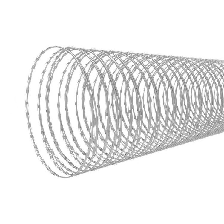 Pengés szöges drótkerítés — anyag: 304 rozsdamentes acél és galvanizált acél; átmérő 2.8 mm; szerkezet: kettős csavarodás (többszálas); elrendezés: Xilu stílus; csavarodás iránya: jobb oldali (RHRL)