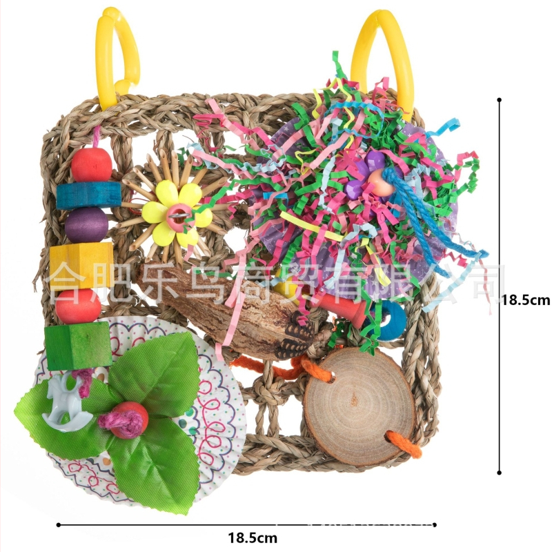 Igračka za grizenje papige s penjačkom mrežom, mreža od vodene trave i komadićima travne voćke, za ptice, nije uvozena, bez ovlaštenih privatnih marki
