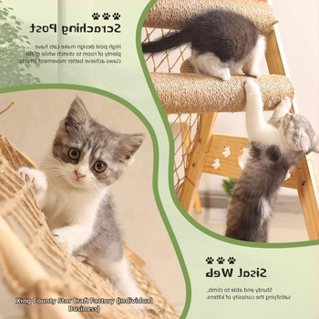 Ξύλινο σύστημα αναρρίχησης για γάτες με κρεμαστή κλίνη και κολώνα πρόσφυσης – ανθεκτικό στις γρατζουνιές, ενσωματωμένο φωλιά γάτας, Star Creation, μοντέλο a515512-0, κατάλληλο για γάτες με μεσαίο μέγεθος