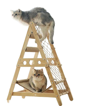 Ξύλινο σύστημα αναρρίχησης για γάτες με κρεμαστή κλίνη και κολώνα πρόσφυσης – ανθεκτικό στις γρατζουνιές, ενσωματωμένο φωλιά γάτας, Star Creation, μοντέλο a515512-0, κατάλληλο για γάτες με μεσαίο μέγεθος