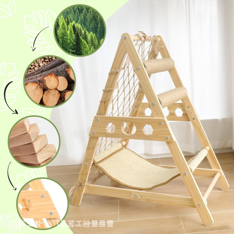 Ξύλινο σύστημα αναρρίχησης για γάτες με κρεμαστή κλίνη και κολώνα πρόσφυσης – ανθεκτικό στις γρατζουνιές, ενσωματωμένο φωλιά γάτας, Star Creation, μοντέλο a515512-0, κατάλληλο για γάτες με μεσαίο μέγεθος