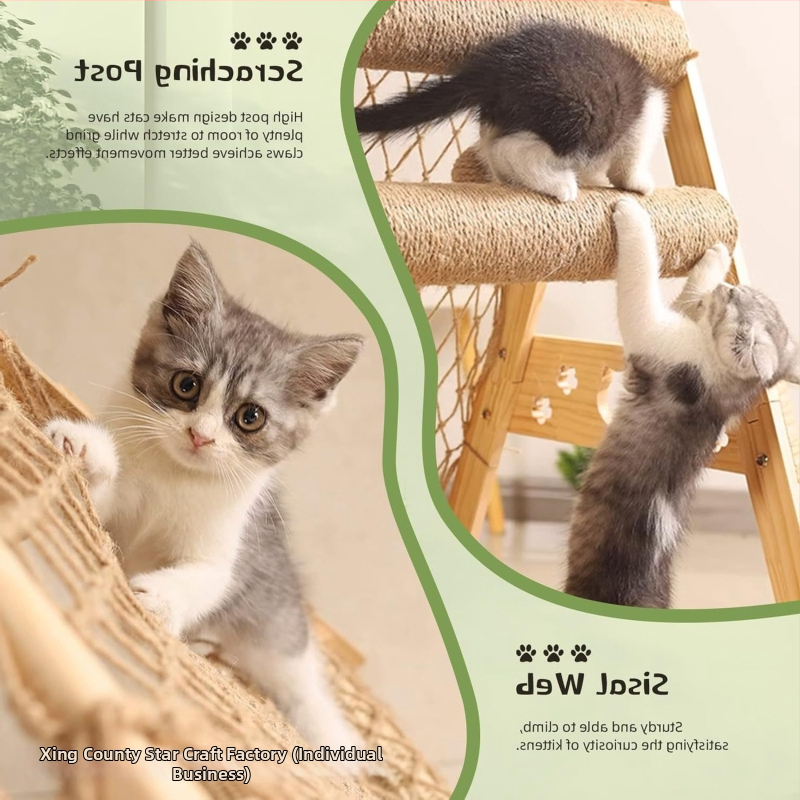 Ξύλινο σύστημα αναρρίχησης για γάτες με κρεμαστή κλίνη και κολώνα πρόσφυσης – ανθεκτικό στις γρατζουνιές, ενσωματωμένο φωλιά γάτας, Star Creation, μοντέλο a515512-0, κατάλληλο για γάτες με μεσαίο μέγεθος