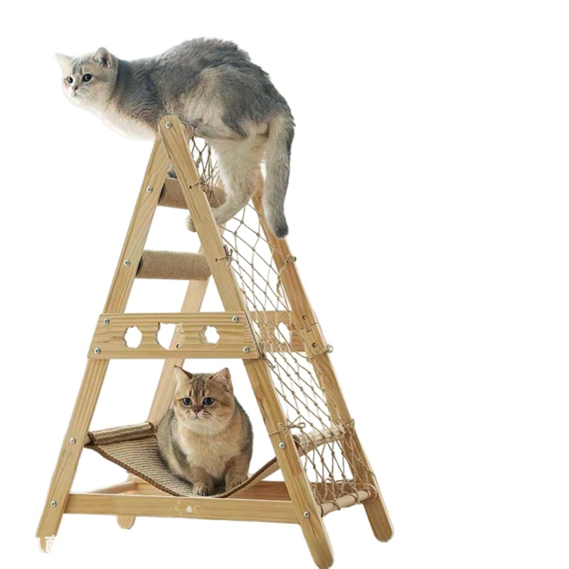 Ξύλινο σύστημα αναρρίχησης για γάτες με κρεμαστή κλίνη και κολώνα πρόσφυσης – ανθεκτικό στις γρατζουνιές, ενσωματωμένο φωλιά γάτας, Star Creation, μοντέλο a515512-0, κατάλληλο για γάτες με μεσαίο μέγεθος