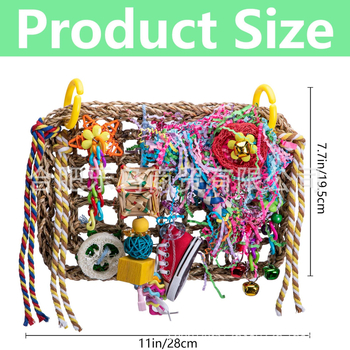 Žvačkasta igračka za papige s penjačkom mrežom, mreža za vodne biljke, loofah i papirnata cijev u tkanom obliku s petokrakom zvijezdom — Proizvedeno u Kini