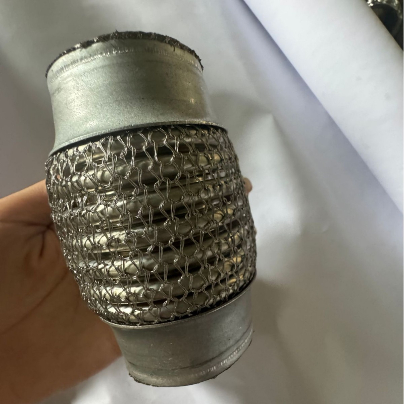 Autó kipufogó rugalmas csatlakozó cső rozsdamentes acélból, hullámcsöves, Ø45 mm × 100 mm, univerzális illeszkedés