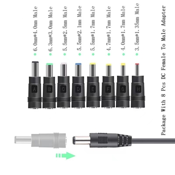 Conector adaptor DC pentru notebook, 8-bit, convertor de putere multifuncțional