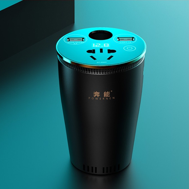 Cup-Type автомобилен инвертор, вход 12V/24V, изход 220V, ефективност 90%, непрекъсната мощност 150W / максимална 300W