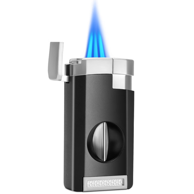 Szivarönggyújtó egyenes lánggal, beépített vágóval és tartóval — CLB-23IX1, ötvözet test, szélálló, kerosin üzemanyag