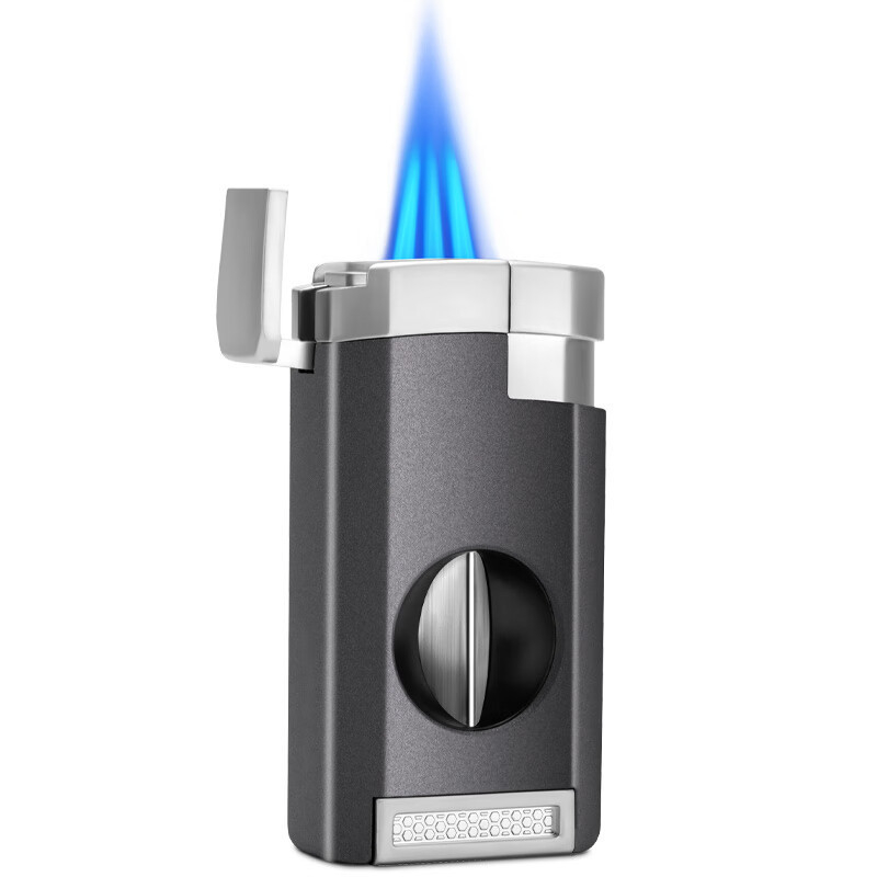 Szivarönggyújtó egyenes lánggal, beépített vágóval és tartóval — CLB-23IX1, ötvözet test, szélálló, kerosin üzemanyag