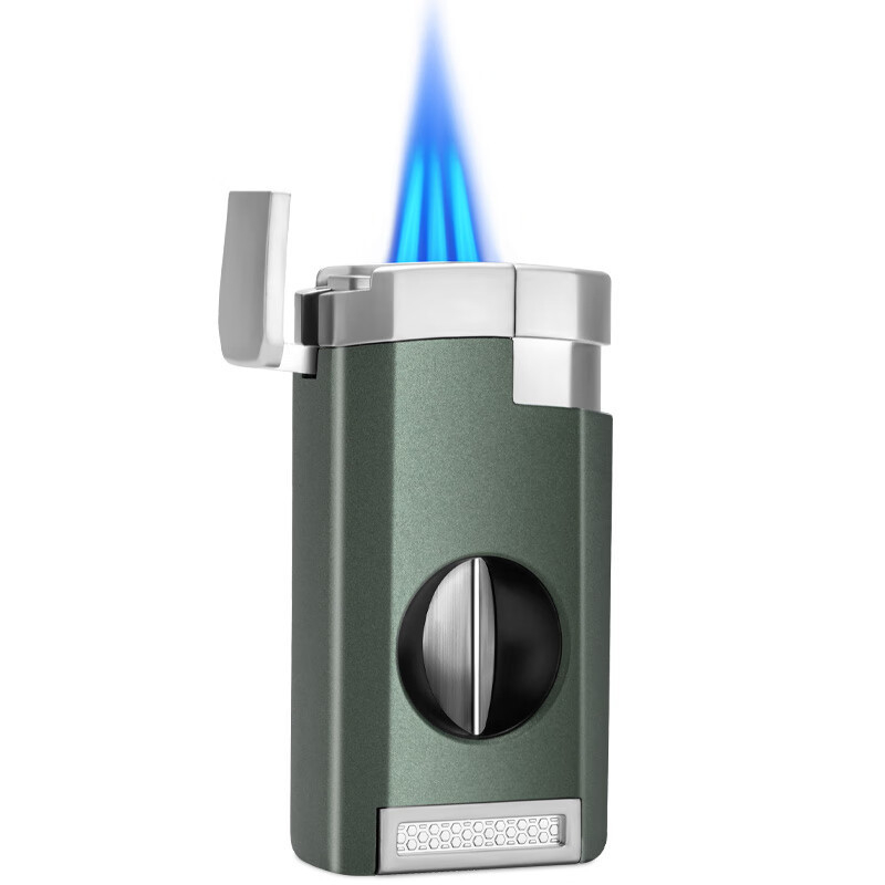 Szivarönggyújtó egyenes lánggal, beépített vágóval és tartóval — CLB-23IX1, ötvözet test, szélálló, kerosin üzemanyag