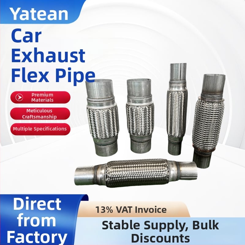 Rozsdamentes acél 201 görbült autókipufogócső rugalmas csatlakozással, kompatibilis autókhoz, teherautókhoz, buszokhoz és egyéb nagy járművekhez