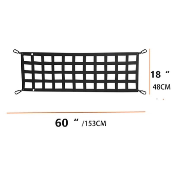 Autócsomagtartó blokkoló háló kampós rögzítéssel, poliészter, 3,2 mm kötéél, nagy szilárdság