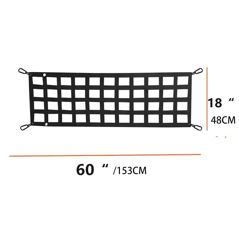 Autócsomagtartó blokkoló háló kampós rögzítéssel, poliészter, 3,2 mm kötéél, nagy szilárdság