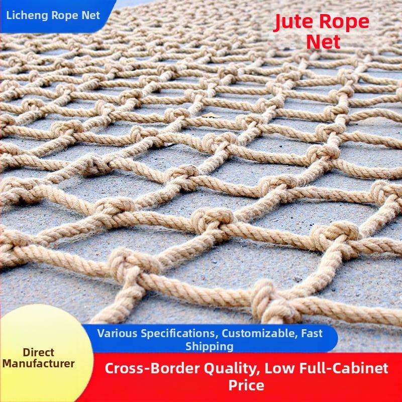 Dekorativna mreža od konopljinog konca za strop i ogradu, nosivost 100 kg, debljina konopljinog konca 3–20 mm i veličine mreže 4–15 cm, pogodna za dekoraciju, strop i zaštitu.