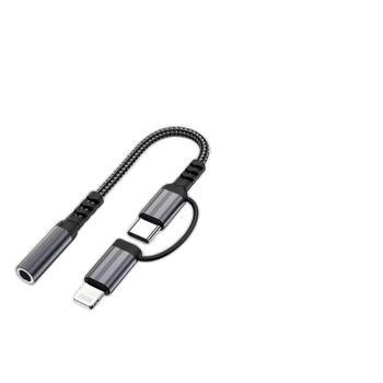 Type-C i Lightning dvostruki audio adapter, najlonski pleteni kabel sa upravljačem za slušalice, verzija 1.2