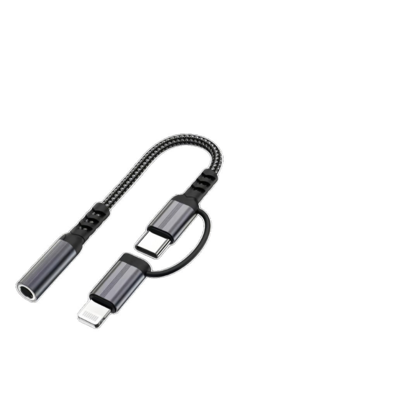 Type-C i Lightning dvostruki audio adapter, najlonski pleteni kabel sa upravljačem za slušalice, verzija 1.2