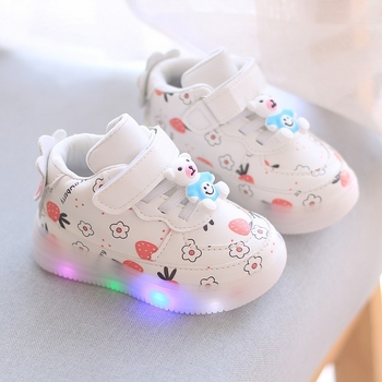Lányka cipőfűző-világítás, új stílus tavasz/ősz 2025, hétköznapi bőrcipők gyerekeknek, világító cipőfűző-világítás lányoknak rajzfilmfigurákkal