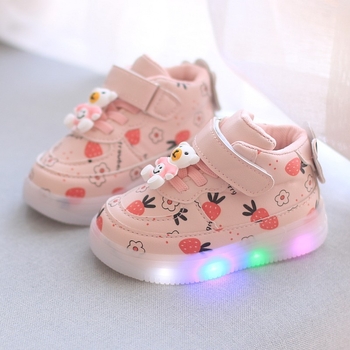 Lányka cipőfűző-világítás, új stílus tavasz/ősz 2025, hétköznapi bőrcipők gyerekeknek, világító cipőfűző-világítás lányoknak rajzfilmfigurákkal