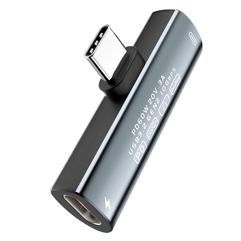 Type-C adapter AC04, 2-in-1, USB 3.2 prijenos podataka, PD 60W brzo punjenje, kompatibilno s Apple, Xiaomi, Huawei, Samsung, Google, Sony