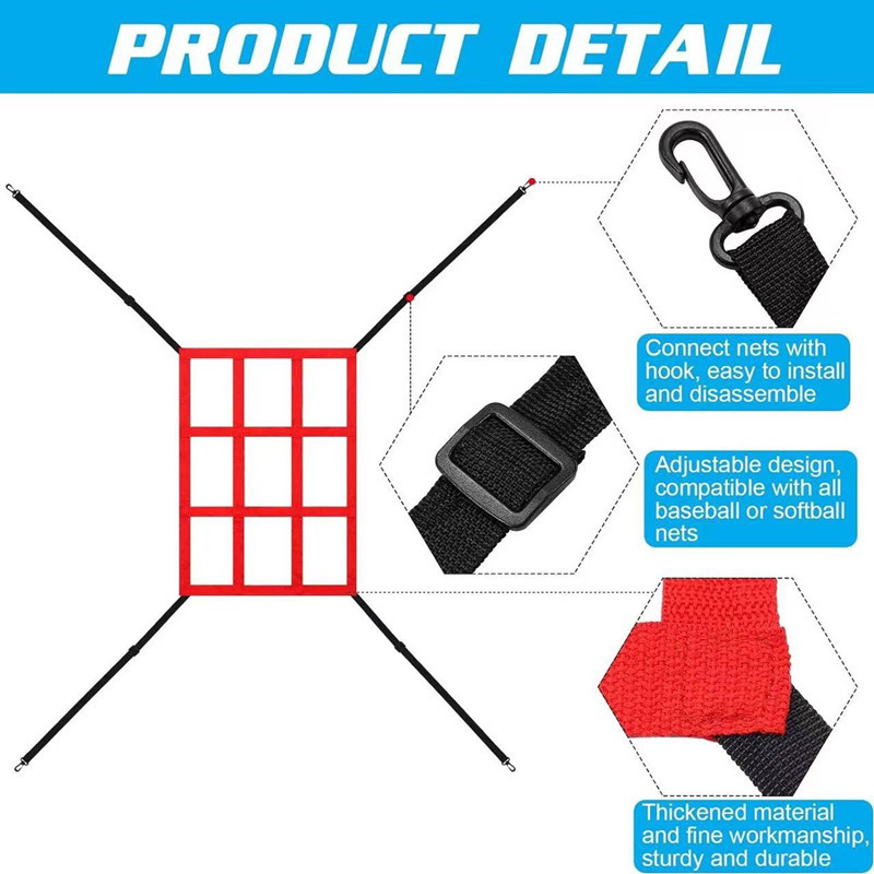 Бейзболна тренировъчна мрежа с девет квадранта за хвърляне и удари — вътрешна/външна употреба; материал: полиестер, дебел Oxford плат; артикул: 0134; марка: Aoxiang; произход: Донггуан