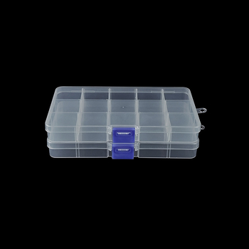 Δοχείο αποθήκευσης από PP με 15 διαμερίσματα και καπάκι, για βίδες και εξαρτήματα, ορθογώνιο