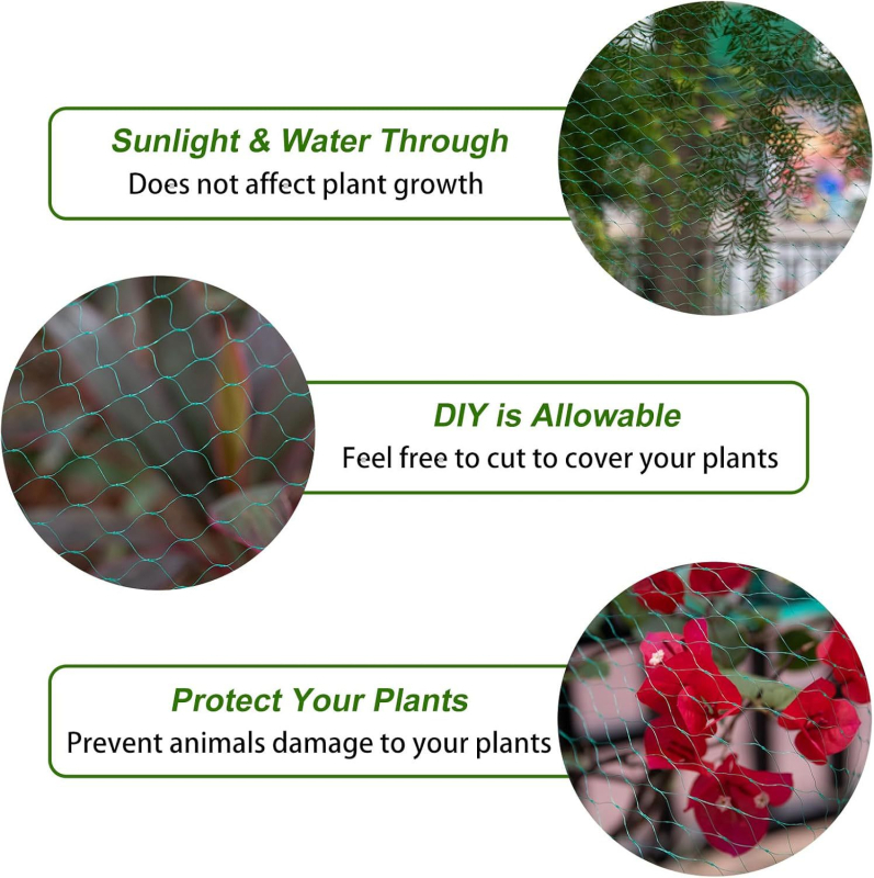 Kit plase protecție grădină din plastic, deschidere plasă 2 cm, diametru fir 0,2, durată de viață 3 ani