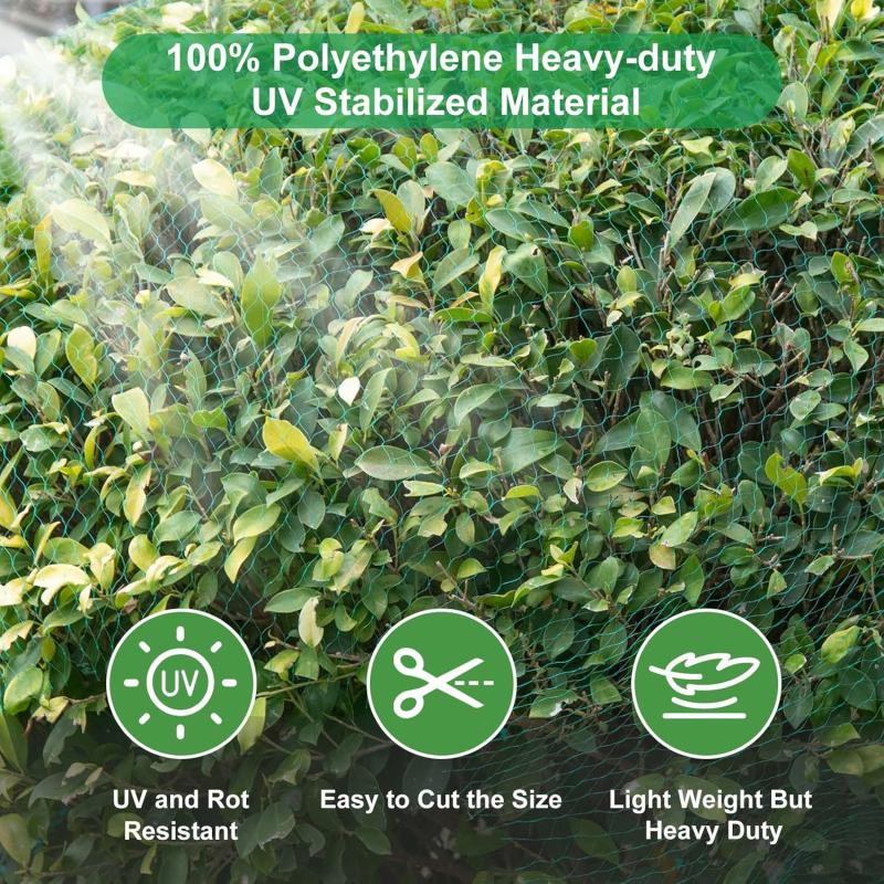 Kit plase protecție grădină din plastic, deschidere plasă 2 cm, diametru fir 0,2, durată de viață 3 ani