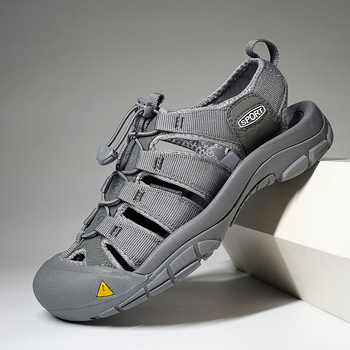 Muške sandale - gumena potplat, mrežasti unutarnji dio, Velcro kopčanje, antislip, sportski stil s zatvorenim prstom
