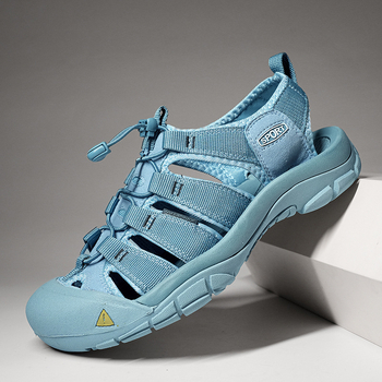 Muške sandale - gumena potplat, mrežasti unutarnji dio, Velcro kopčanje, antislip, sportski stil s zatvorenim prstom